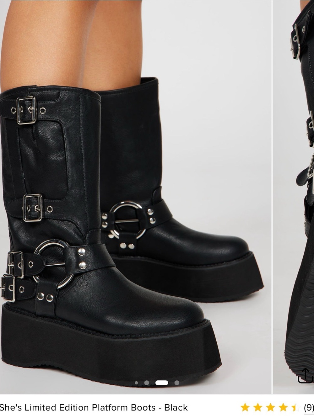 AKIRA Black Chunky Platform Buckle Boots